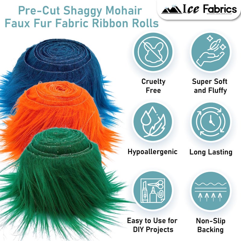 Ice Fabrics Craft Faux Fur Fabric Pre Cut Rolls - 4""x60"" Fur Ribbon Faux Mohair Fabric Fur Strips - Super Soft Craft Fur Trim Fuzzy Fabric - Faux Fur for Crafts  Costumes & Decoration - Red - 4x60 - Image 2